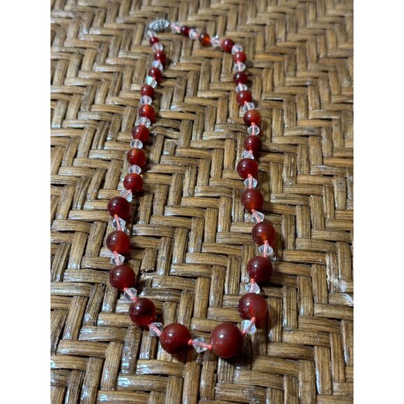 Vintage 50's Carneliasn Crystal Beaded Necklace